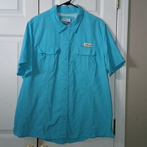 Magellan Outdoor Fish Gear Relaxed Fit turquoise button down shirt  Sz 2X